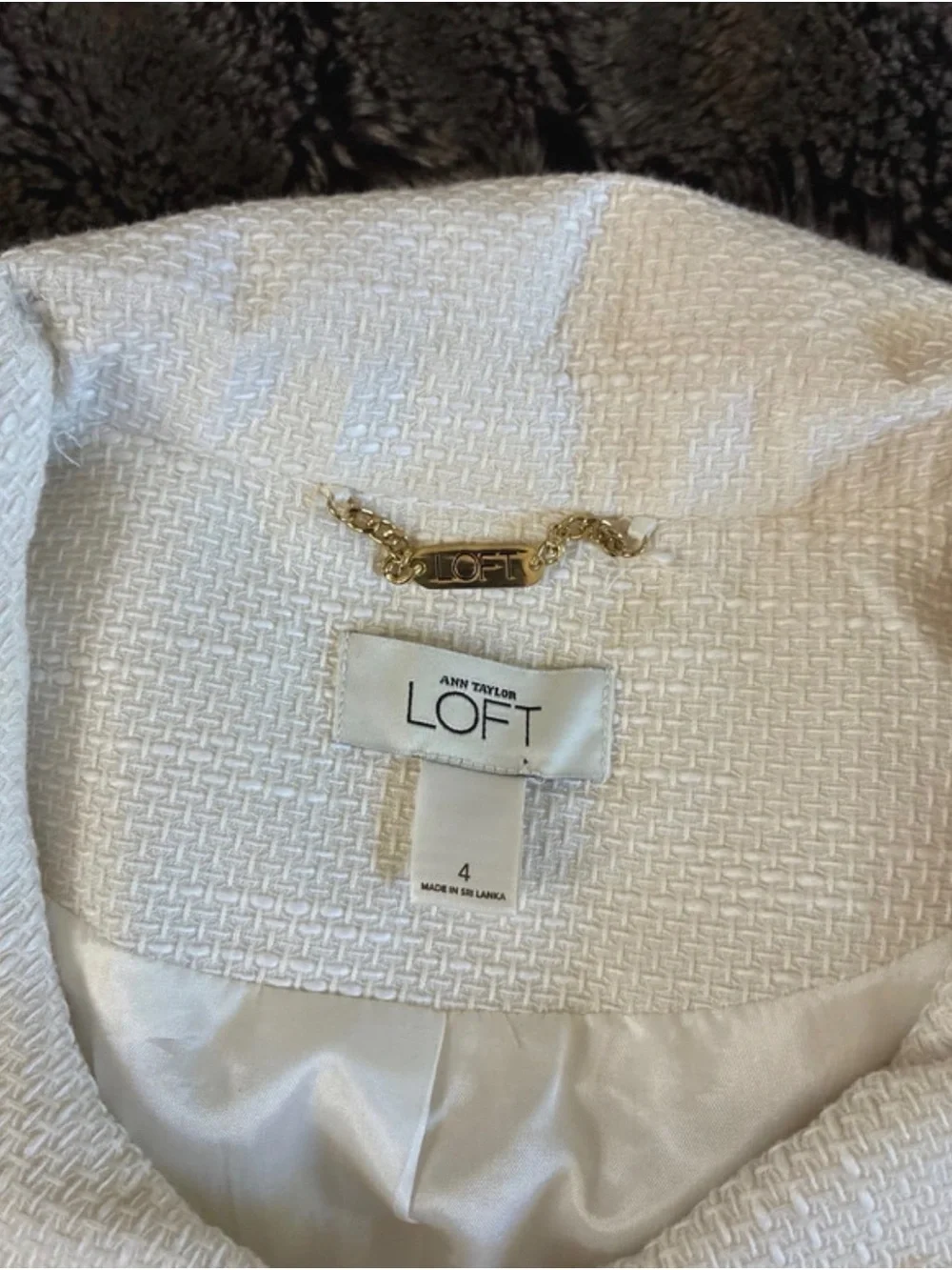 LOFT Cream Girls' Textured Button-Front Blazer